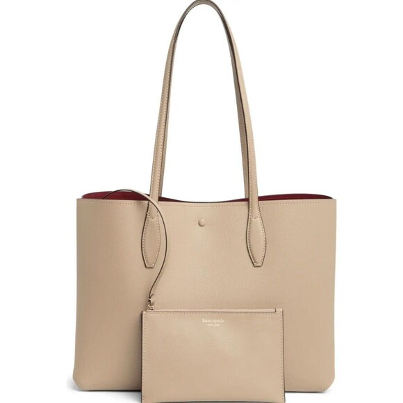 New Kate Spade All Day Large Tote Leather Timeless Taupe - Picture 3 of 5